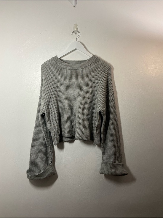 moon & madison Sweaters - Moon & Madison Cozy Grey Waffle Knit Chunky Sweater Size Medium